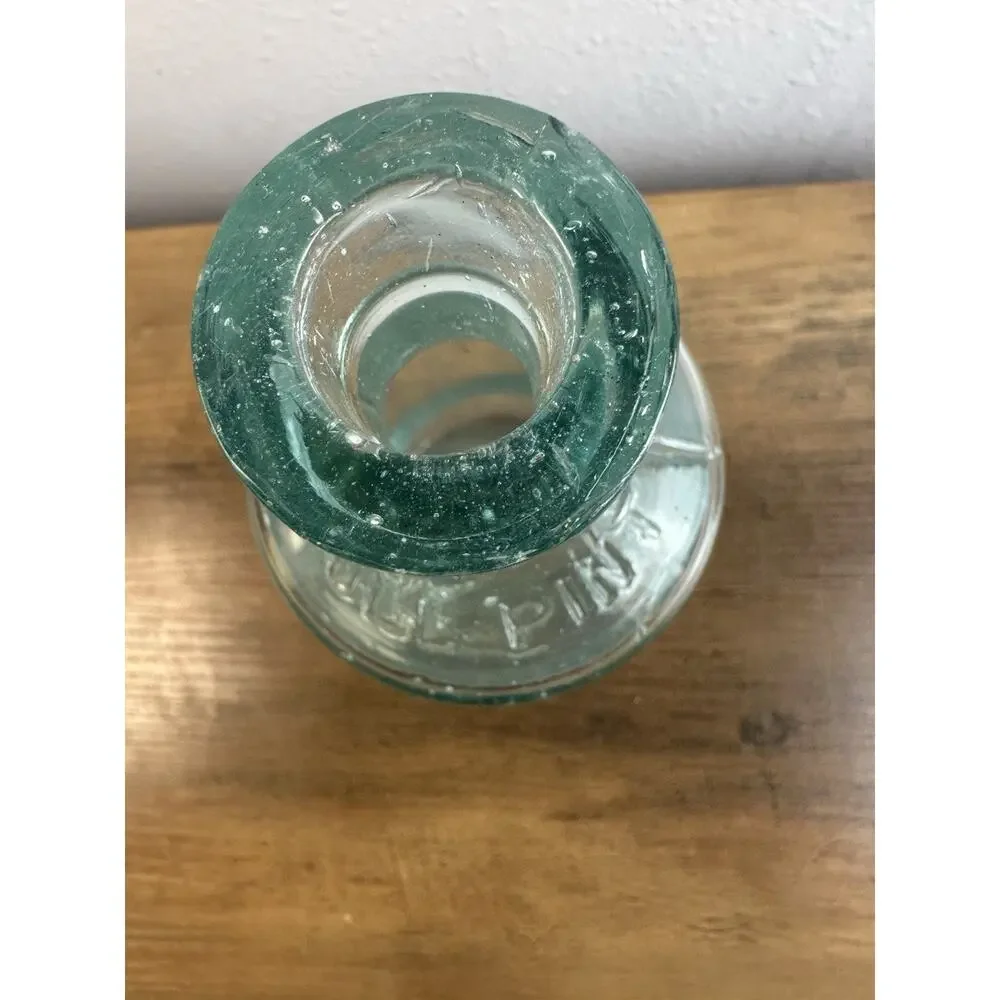 Antique Aqua Glass Full Pint Bottle Embossed U S A Hand Blown Utility Jar